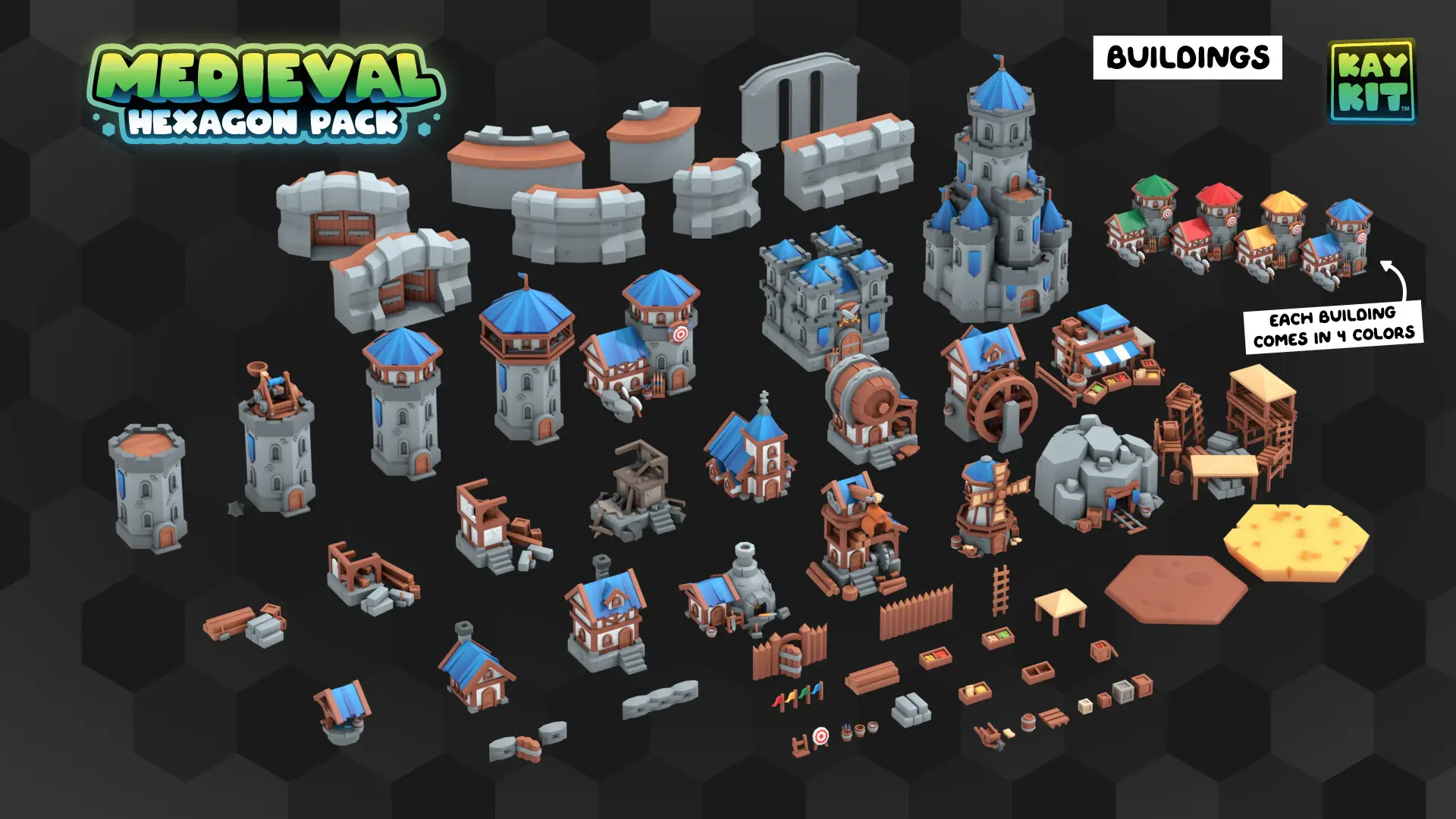 KayKit Medieval Hexagon Pack hero image
