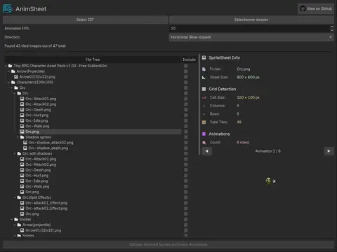 AnimSheet – Sprite Sheets to AnimatedSprite2D & AnimationPlayer thumbnail image