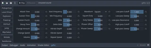 gdfxr - Godot port of sfxr preview image