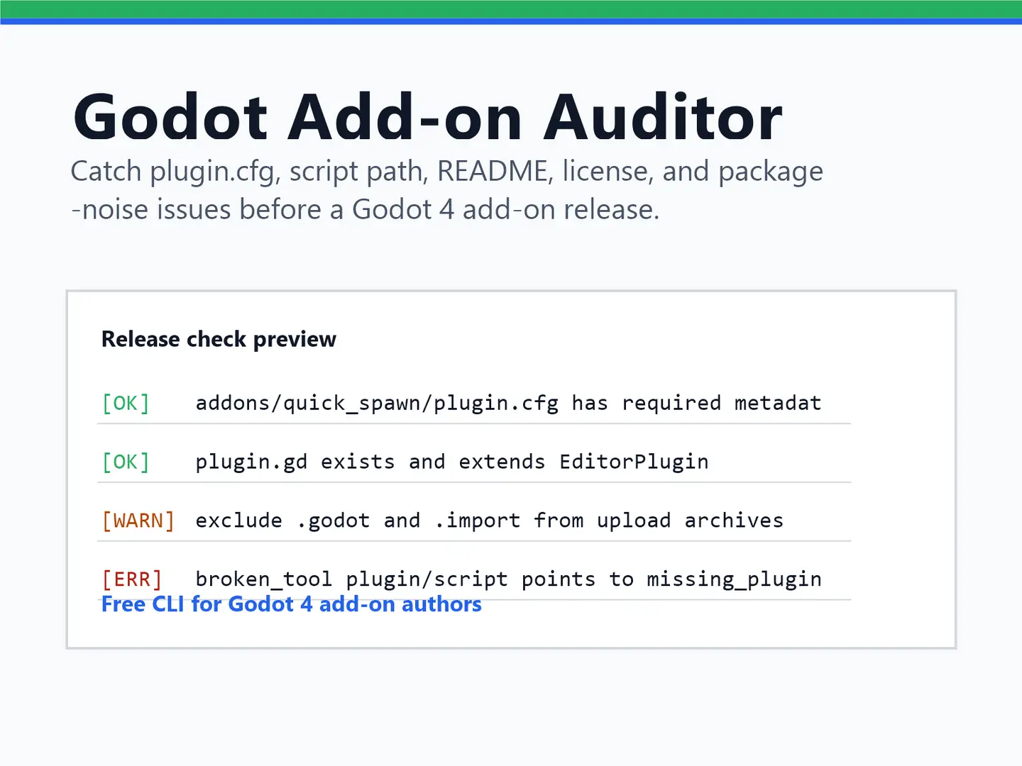 Godot Add-on Auditor hero image