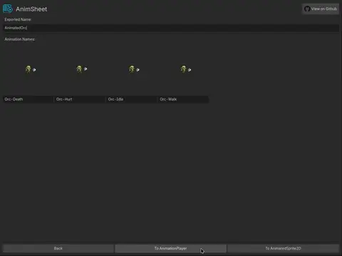 AnimSheet – Sprite Sheets to AnimatedSprite2D & AnimationPlayer thumbnail image