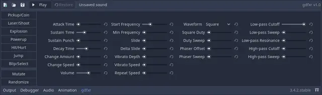gdfxr - Godot port of sfxr preview image