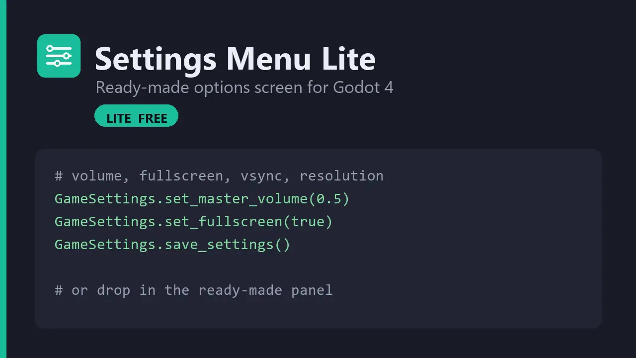 Settings Menu Lite hero image