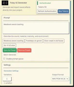 Foley AI Sound Effect Generation preview image
