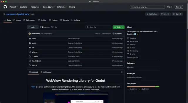 Godot WRY — UI with HTML, CSS and JS thumbnail image