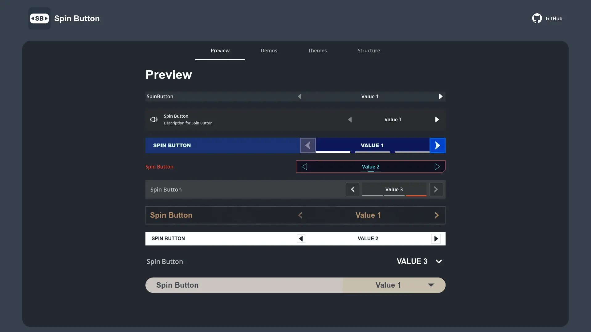 Spin Button - Horizontal Selector with extended options hero image